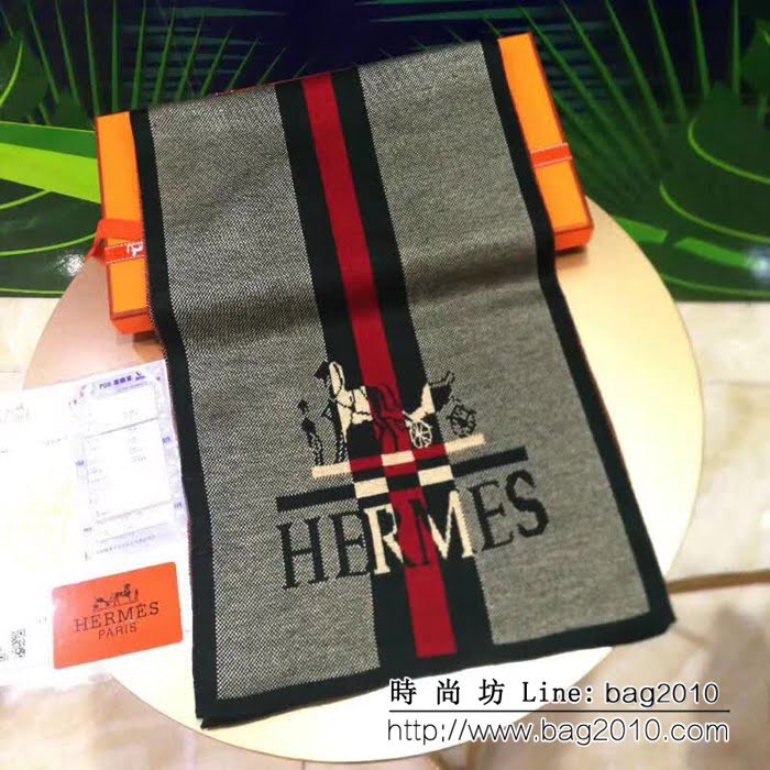 HERMES愛馬仕專櫃同步2018男士冬季羊毛圍巾 男女同款 LLWJ6229